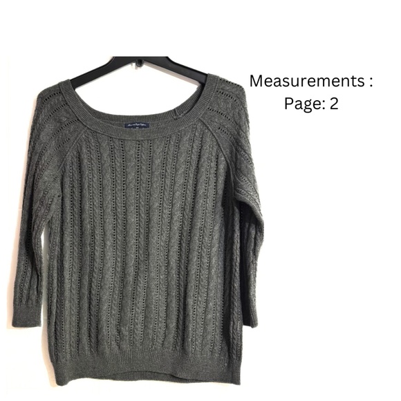 American Eagle Outfitters Women's Sweater Sz: M / Y2K Gray Crewneck Cable-Knit - Picture 1 of 7